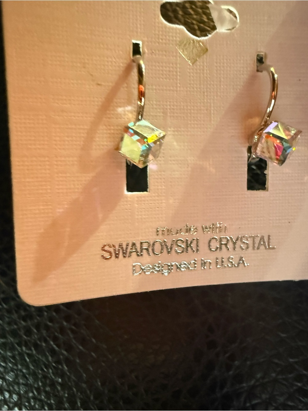 Swarovski Crystal Cube Drop Earrings - Iridescent Crystal